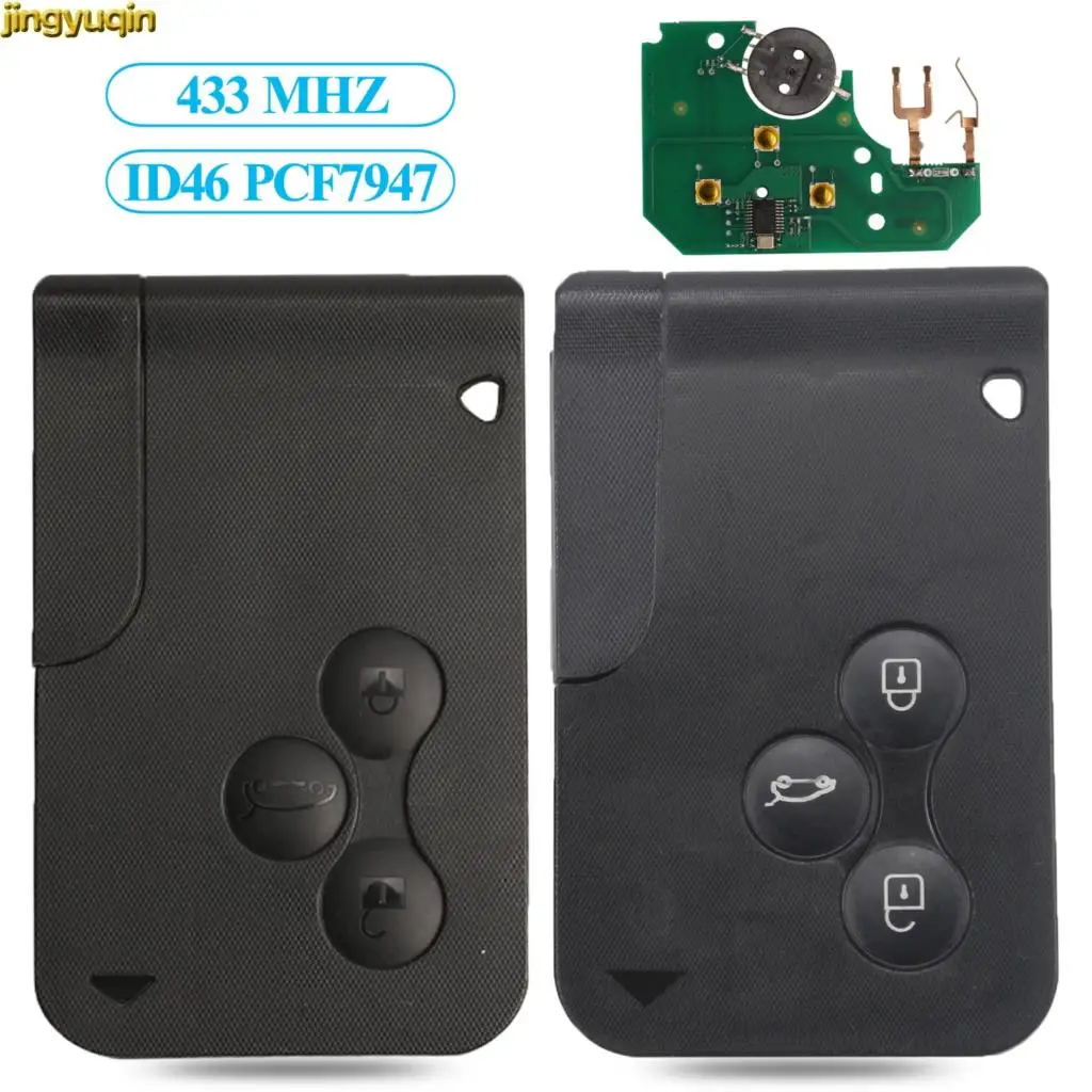 

Remote Car Key 433MHZ ID46 PCF7947 Chip For Renault Megane II Scenic II Grand Scenic II 2003-2008 3B Smart Card Ultrasonic PCB