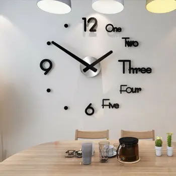

Modern DIY Large Wall Clock 3D Mirror Surface Sticker Big Number Watch Decor New