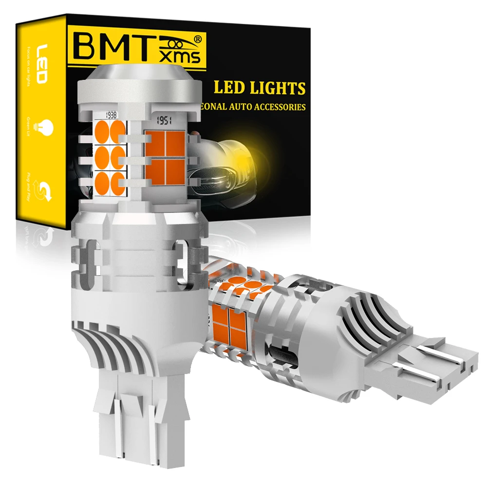 BMTxms 2 шт. нет Hyper Flash T20 W21W WY21W 7440 7440NA 7443 W21 5W Canbus Error Free светодиодный поворотник