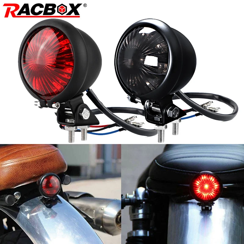 black Motorcycle Red Tail Brake Stop Light Bulb for Chopper Bobber Tail Light 