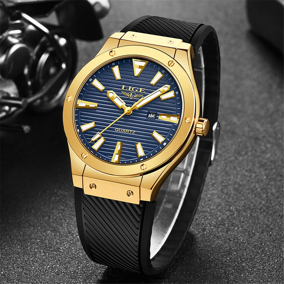 Relogio Masculino LIGE новые мужские часы Топ бренд класса люкс военные спортивные наручные часы Мужские Водонепроницаемые Силиконовые кварцевые часы