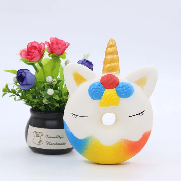 Kawaii Jumbo Единорог пончик сдавливаемый торт хлеб мягкими кремами ароматизированный медленный нарастающее при сжатии Игрушка Дети подарок на Рождество на день рождения