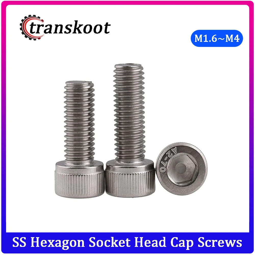 50 шт. шестигранные винты из нержавеющей стали M1.6 M2 M2.5 M3 M4 DIN912 304|head cap screw|din912 m4m4