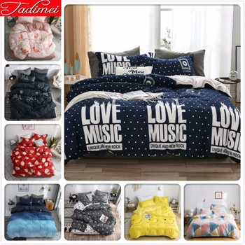 

New Fashion Duvet Cover Sheet Pillowcase Bedding Set Adult Kids Bed Linen Single Twin Full Queen King Size 1.35/1.5/1.8/2.0/2.2m
