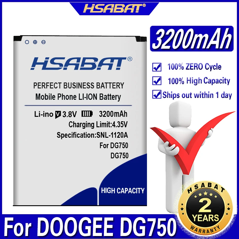 HSABAT High Quality Accumulator New For DOOGEE DG750 battery 3200mAh Lithium-ion polymer | Мобильные телефоны и