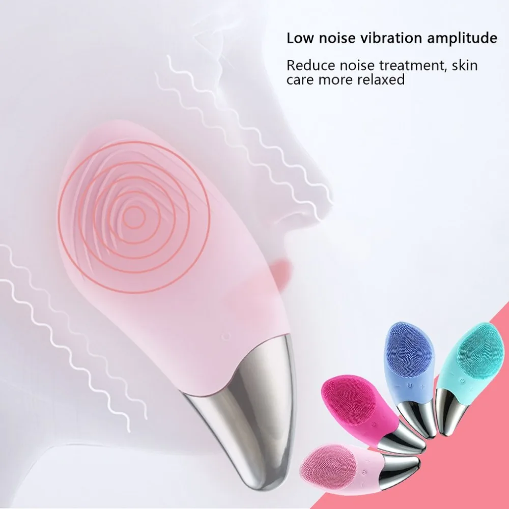 HOT Ultrasonic Vibration Silicone Cleansing Instrument Wash Instrument Electric Wash Brush Washing Artifact Pore Cleaning Brush (3)
