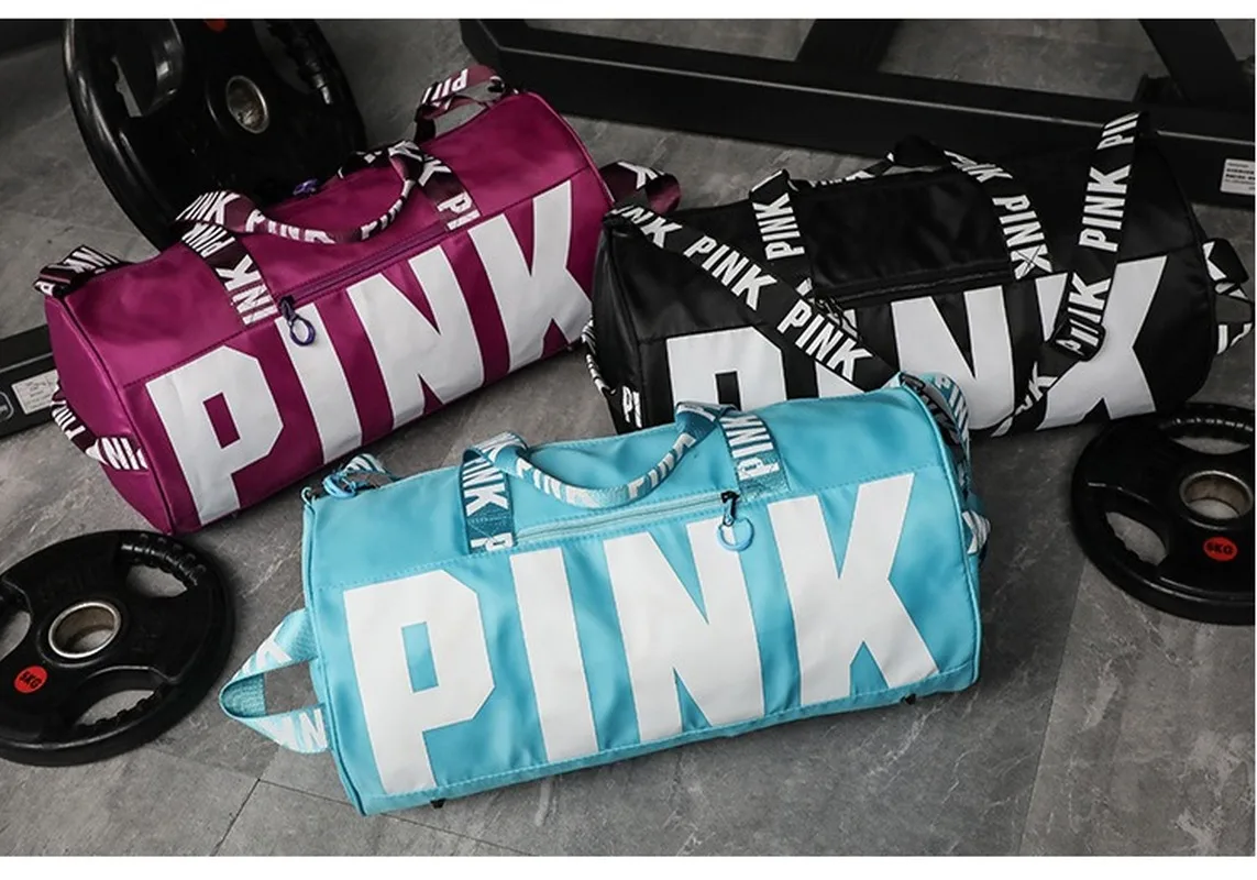 New PINK travel bag sports fitness bag men and women fashion shoulder bag outdoor large capacity handbag