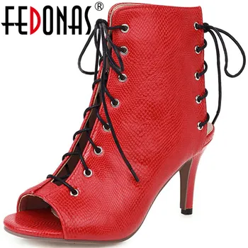 

FEDONAS Cross Tied Peep Toe Summer Boots 2020 Spring Summer High Heels Pumps Classic Design Night Club Sexy Shoes Woman Heels