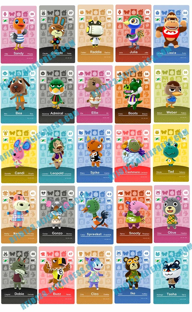 Cutomized NFC Cards for Animal Crosing New Horizons SET5-82pcs
