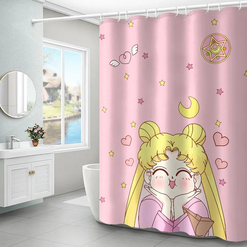 Sailor Moon Anime Waterproof Shower Curtains Shower Curtain Bathroom Polyester 3D Girls Boys