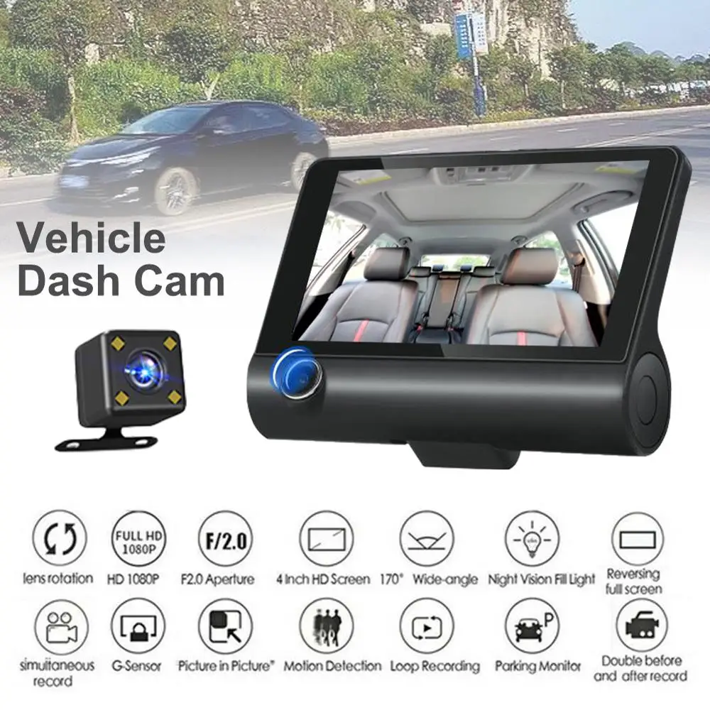 Автомобильный видеорегистратор с камерой 1080P HD 4 &quotDual 3G-sensor | Автомобили и