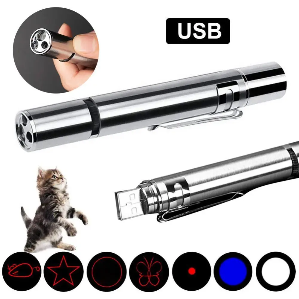 Cat Chaser Toy 7 in 1 USB Rechargeable LED Light Flashlight Pet Interactive | Дом и сад