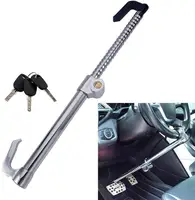 Universal car steering wheel lock Anti theft car pedal lock Retractable Double Hook Car Clutch Pedal