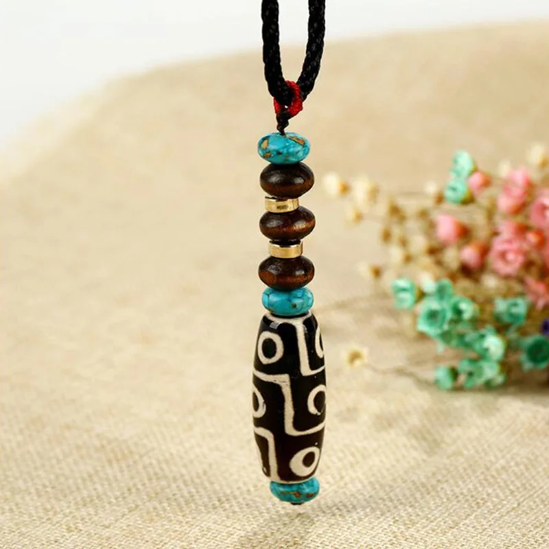 Креативные девять глаза бусины дзи кулон ожерелье для женщин мужчин натуральный камень ожерелье из деревянных бусин Тибетские буддийские ювелирные изделия
