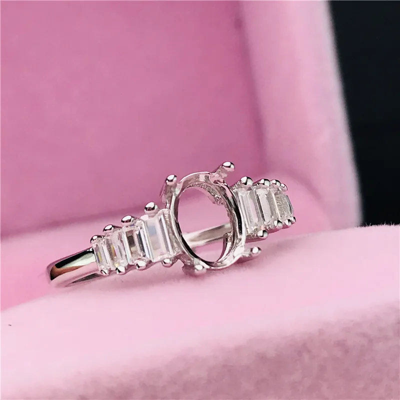 Овальная форма 5X7 мм кольца основа S925 Серебряное кольцо база хвостовик зубец установка камень инкрустированные украшения мода DIY для женщин хороший