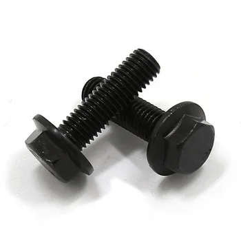 

2pcs M6 M7 M8 hexagon flange face screws outer hex wiht pad screw left teeth bolts mechanical bolt black color 16mm-17mm length