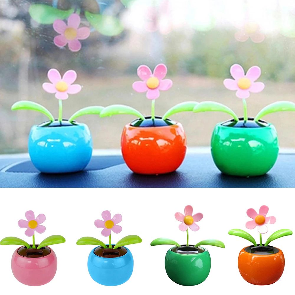 SolarPoweredDancingFlowerCarDashboardOrnamentsSwingingToyCarAccessoriesAutoInterior