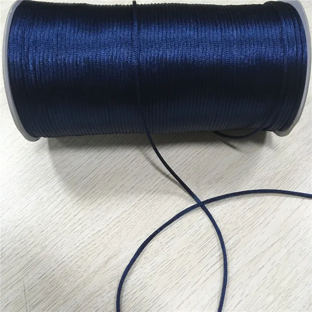 2MM  Chinese Knot Line Cord Silk Satin Nylon Cord 35colors for DIY String Necklace Bracelets 20meters Lot Navy blue 508