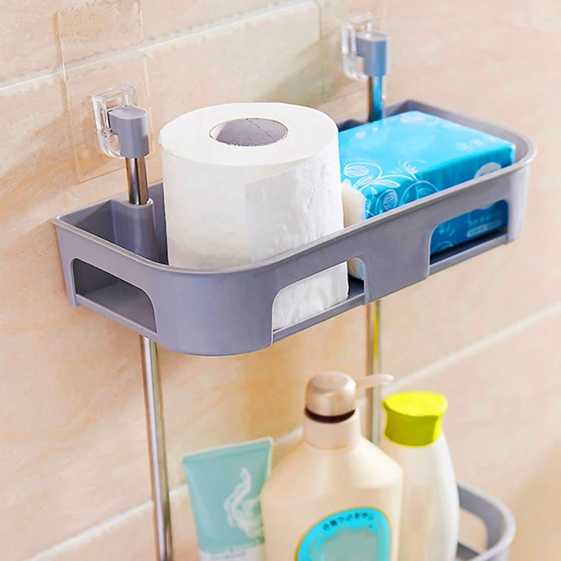 

Shower Shelf Soap Holder Multi-layer Plastic Bathroom Shelf Adhesive Kitchen Storage Rack for Bath Toilet Bathroom Organizer