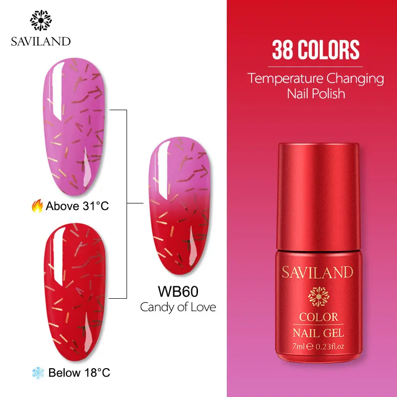 SAVILAND 7 мл термальный меняющий Цвет Гель-лак для ногтей замачиваемый УФ Полупостоянный Гибридный Гель-лак для ногтей DIY гибридный дизайн - Цвет: WB60