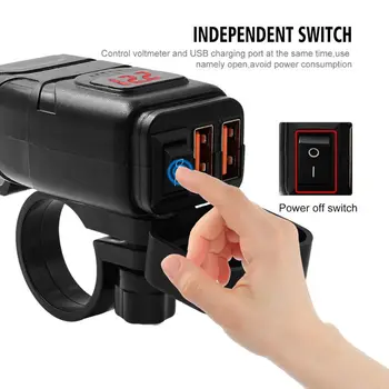 

12V SAE To USB Adapter with Voltmeter ON OFF Switch Motorcycle Quick Disconnect Plug with Waterproof Dual QC3.0 USB Fast Charger