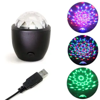 

New LED USB Car Small Crystal Magic LED Ball Projector Flashing Disco Lights For KTV Car Bar Party Stage Halloween Christmas