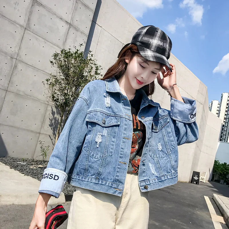 

New Style Jeans Coat Short WOMEN'S Dress Spring And Autumn Korean-style Loose-Fit BF Retro Hong Wave Tops Students
