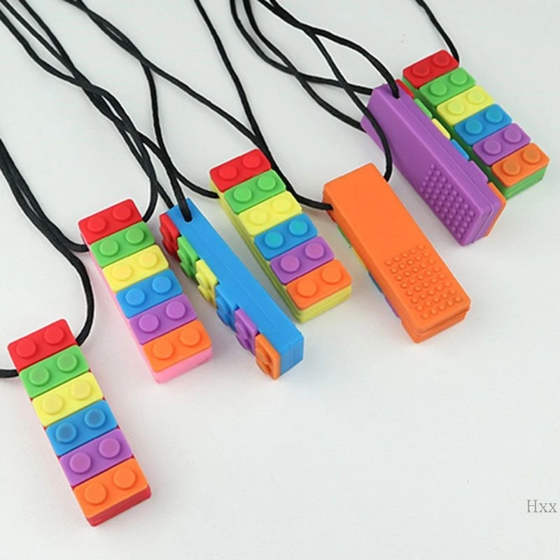 Cute Newborn Teether Kids Baby Silicone Sensory Chew Biting Toy Necklace