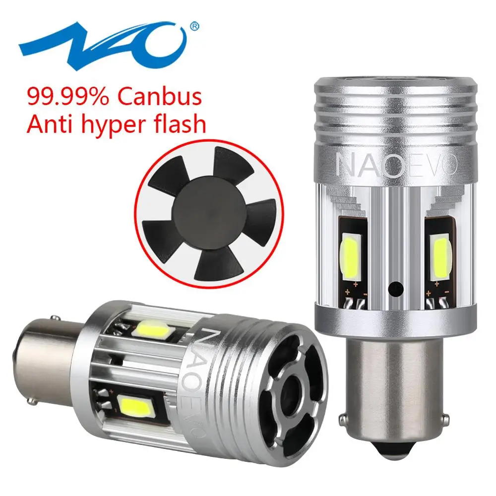 

NAO P21W LED Canbus PY21W No Error 26W BA15S 1156 3000Lm BAU15S No hyper flash 12V Amber Turn Signal Lamp 7035 Chip Super Bright