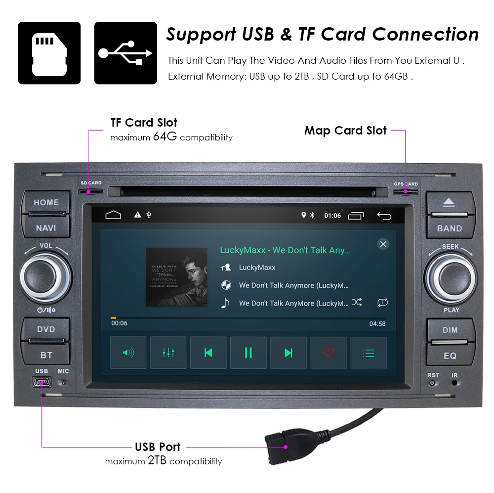 Top Android 9.0 Quad Core Double 2 Din Car DVD GPS Navigation Player Multimedia Player for For Ford/Mondeo/Focus/Transit/C-MAX/S-MAX 20