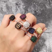 Трендовые многоцветные сотовые дизайнерские квадратные кольца на палец с микро инкрустацией AAA кубический циркон CZ женские модные ювелирные изделия
