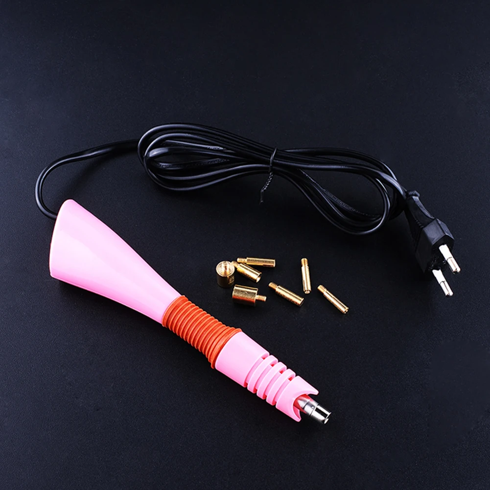 Hotfix Crystal Rhinestones Stud Applicator wand Iron-On+7 Tips 110/220V
