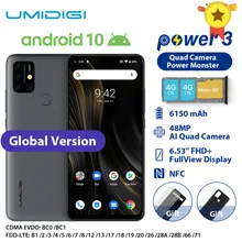 UMIDIGI power 3 Мобильный телефон Android 10 48MP Quad AI камера 6150 мАч 6,5" FHD+ 4 Гб 64 Гб Helio P60 глобальная версия смартфона NFC