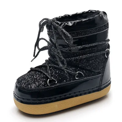 Женские ботинки зимние толстые зимние ботинки из овечьей шерсти и кашемира теплые ботильоны на резиновой нескользящей платформе с натуральным мехом - Цвет: black1