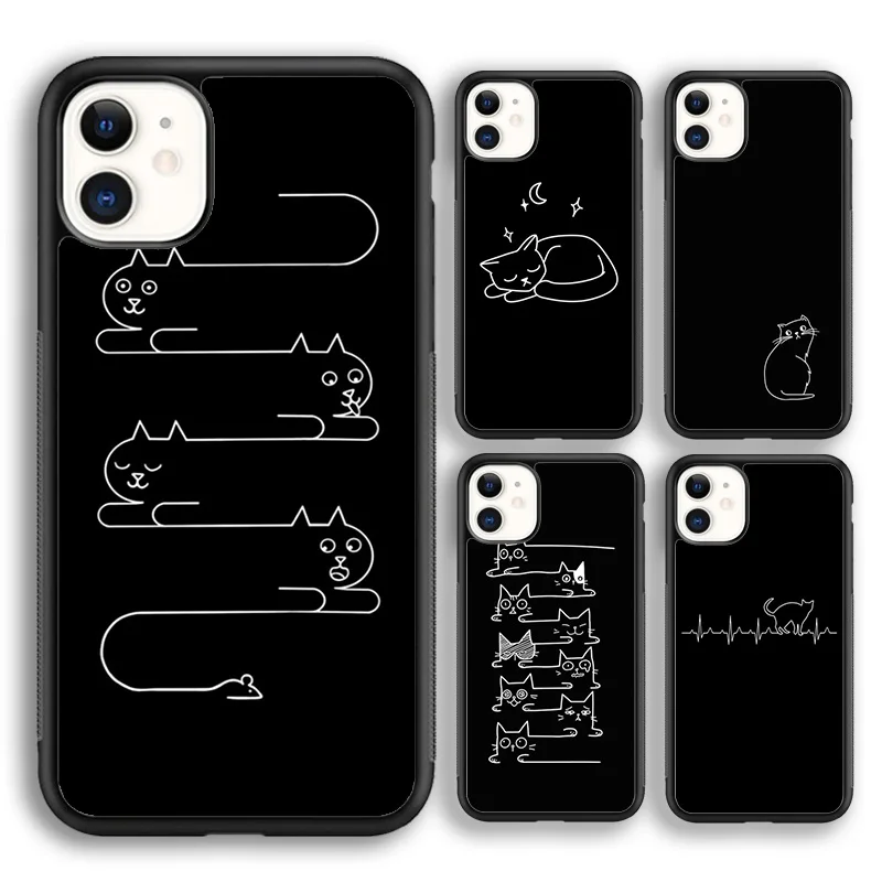 Минималистичный чехол для телефона с изображением кошки krajew iPhone 5s SE 6s 7 8 plus X XS XR 11
