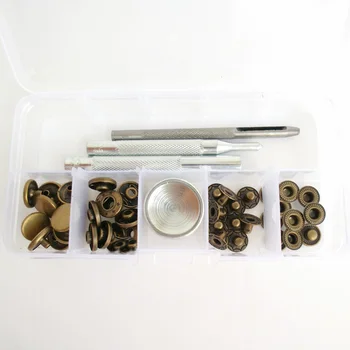 

10 lot boxed 633# four to one buttons 12MM metal copper button down jacket metal four button set installation tools easy to use