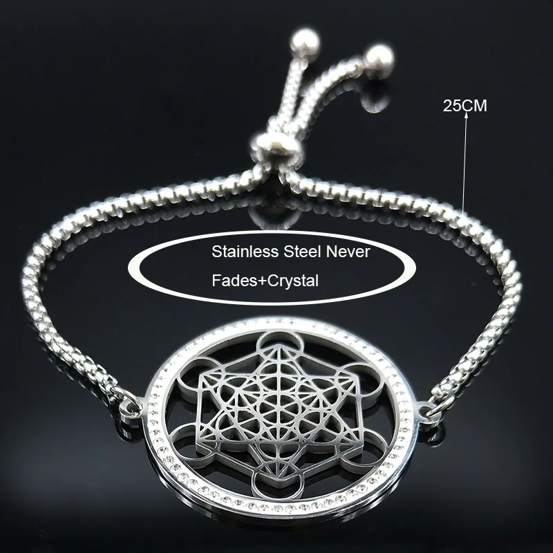 Йога, буддийский цветок жизни, кристалл из нержавеющей стали, браслет-цепочка для женщин, серебряное ожерелье, ювелирные изделия