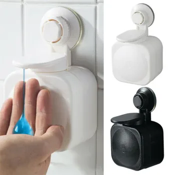 

1PC Bathroom Suction Wall Mounted Waterproof Soap Box Plastic Liquid Soap Press Dispenser Portable Space Saving Bath Supplies