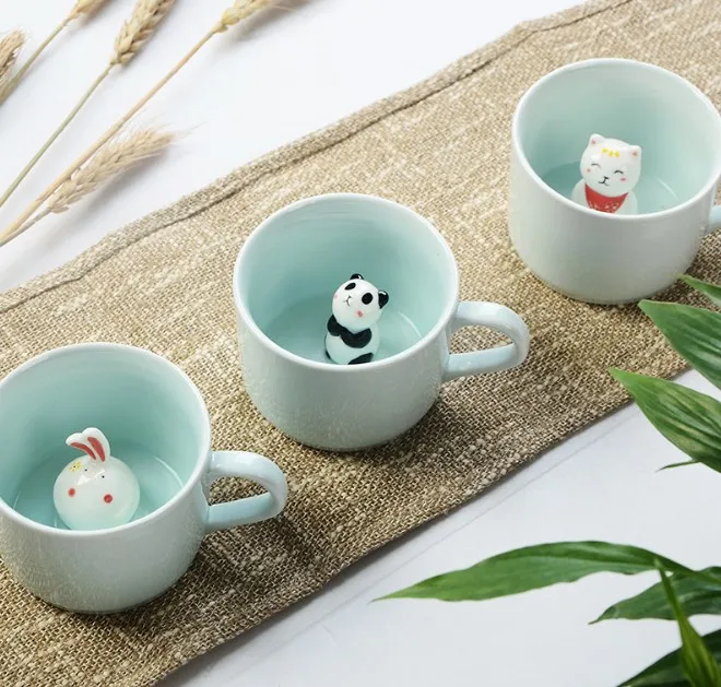Милые маленькие животные керамическая молочная кружка мультфильм 3D Кофе Чай Кружка для завтрака чашки Новинка подарки 230 мл