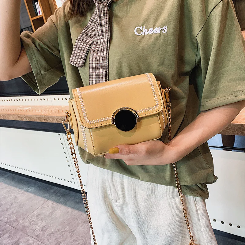 

New Arrival xiao bao dai Women's 2019 New Style Summer Shell-Type Black Card Lock Crossbody Bag Chain Square Sling Bag