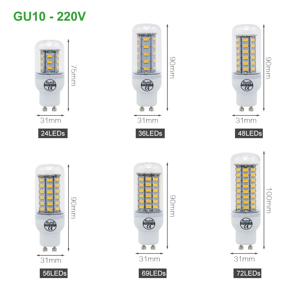 Светодиодная лампа ANBLUB E27 E14 B22 G9 GU10 светильник в SMD 220 люстра прожектор 24 36 48 56 69 72LED s