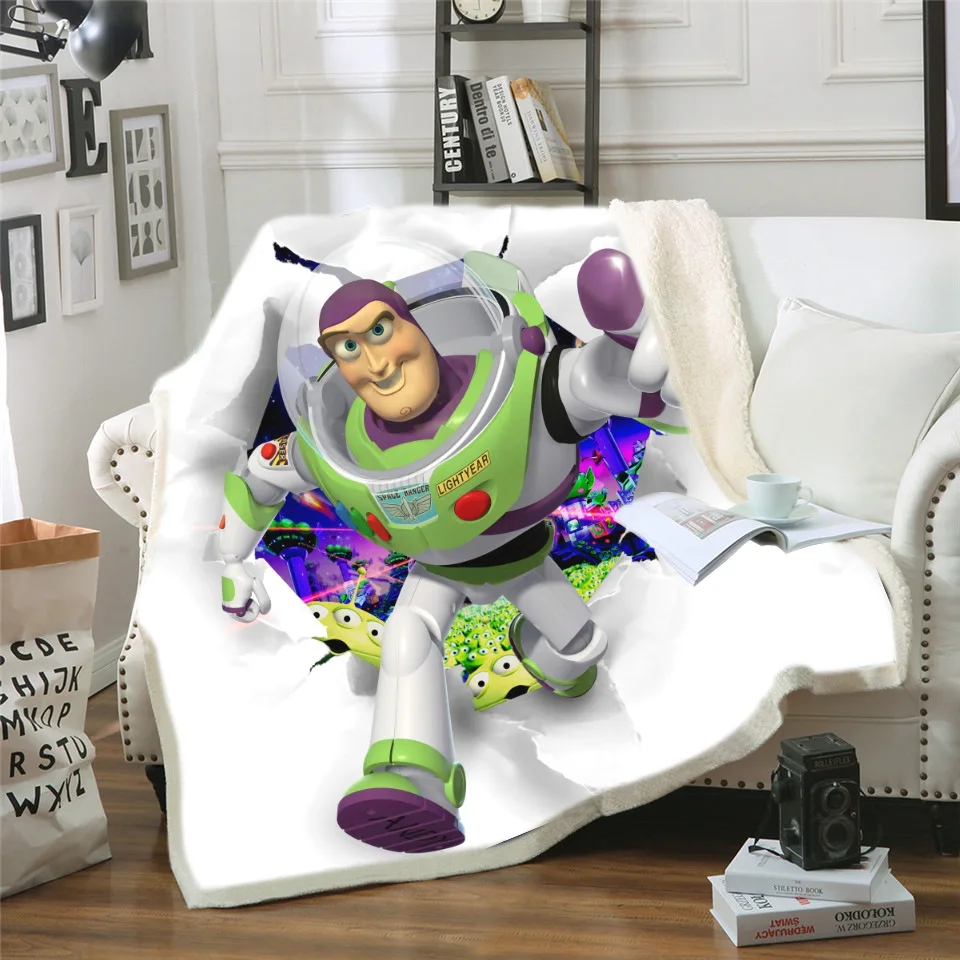 Новая игрушка история 3D печатных шерпа одеяло диване пододеяльник путешествия постельные принадлежности Outlet бархат плюшевый плед Флисовое одеяло покрывало