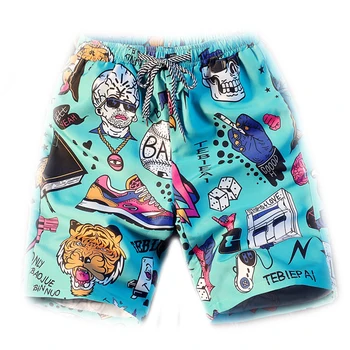 

Men Short Shorts Men Summer Beachwear Print Quick Dry Short Trousers Causal Drawstring Sportwear Male Shorts Plus Size Q6411