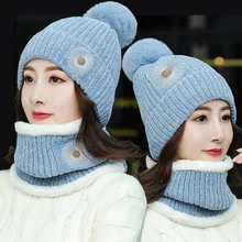 Шапка женская зимняя вязаная шапка цветок tide сотня волос шерсть шляпа женская зимняя теплая Ушная защита шеи комплект из двух частей синель