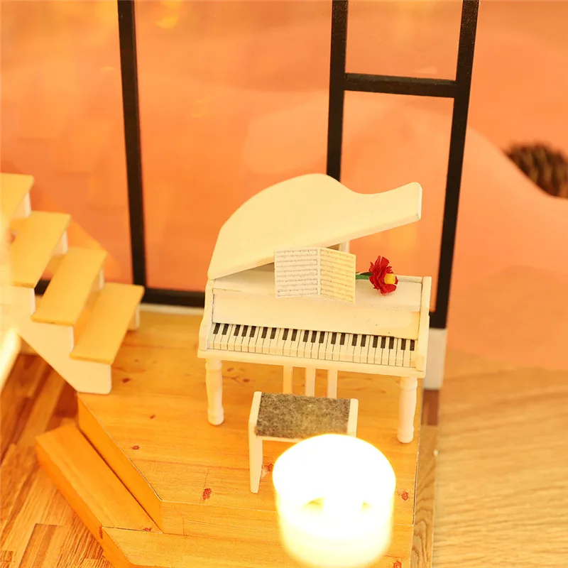 Деревянная игрушка для рукоделия, строительная Модель, 3D, деревянный, сделай сам, миниатюрный дом, мебель, светодиодный пазл, украшение для дома, на день рождения, рождественские подарки#3O18