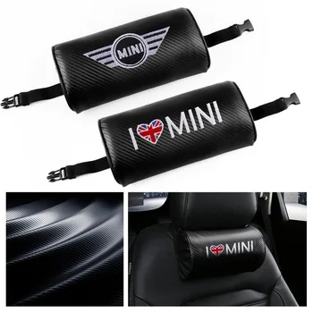 

2PCS Car Pillow Carbon fiber Memory Cotton Auto Headrest Neck Rest Support For BMW MINI COOPER F56 F54 F57 F55 F60 Accessories