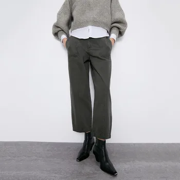 

2020 autumn new ZAraing nine straight loose wide leg jeans female