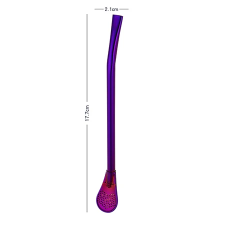 Purple Питьевая солома из нержавеющей стали матовая солома Тыква сита на ручке многоразовый металлический солома Металл Pro чайные инструменты Бар аксессуары - Цвет: Purple