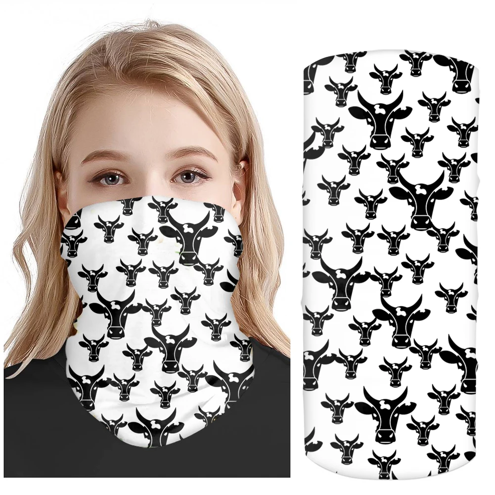 

Women Neck Scarf Cartoon Cow Printing Ladies Magic Scarf Ring Dustproof Half Face Mask Bandana Polyester Headband Wristband