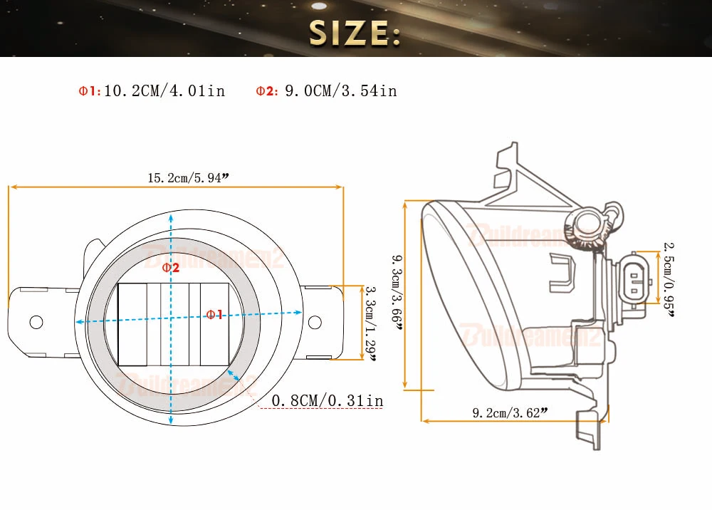 DRL Fog Driving Lamp para carro, direita